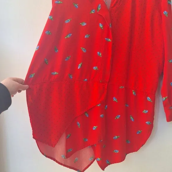 VTG SNOOTY HOOTY Atlanta Red Floral Mixed Print Shirt - Picture 2 of 6